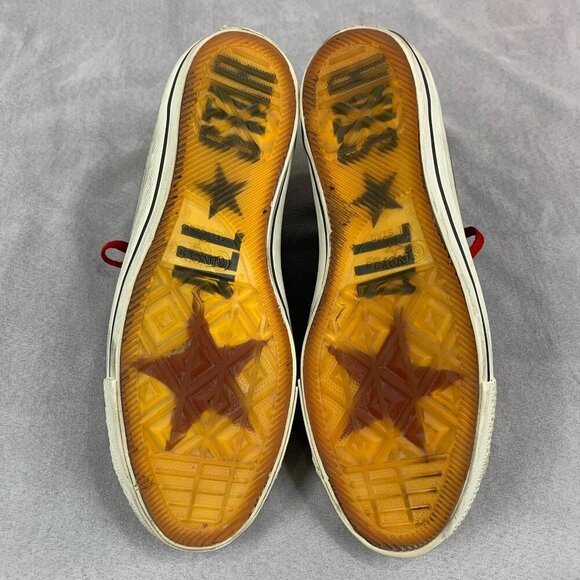 Converse John Varvatos Men Shoes 9 Gray Red Mid Top Leather Sneakers Rock Skater - Picture 12 of 12
